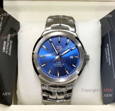 2018 Replica Tag heuer Link Calibre 5 Watch Stainless Steel Blue Dial